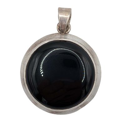 Sale Photo Thumbnail #180: Signed Sterling Silver Black Onyx Pendant