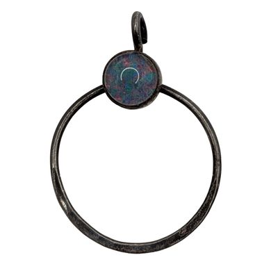 Sale Photo Thumbnail #21: Sterling Silver Opal Open Circle Pendant