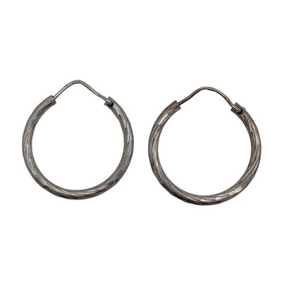 Sale Photo Thumbnail #56: Signed Sterling Silver Twisted Hoop Earrings