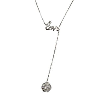 Sale Photo Thumbnail #282: Signed Sterling Silver Rhinestone Ball Pendant Cable Chain Necklace