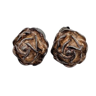 Sale Photo Thumbnail #398: Signed Sterling Silver Raised Flower Stud Earrings