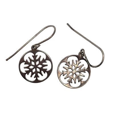Sale Photo Thumbnail #556: Sterling Silver Snowflake Hook Earrings