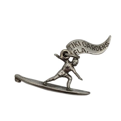 Sale Photo Thumbnail #492: Signed Sterling Silver Tiki Gardens Florida Surfer Charm