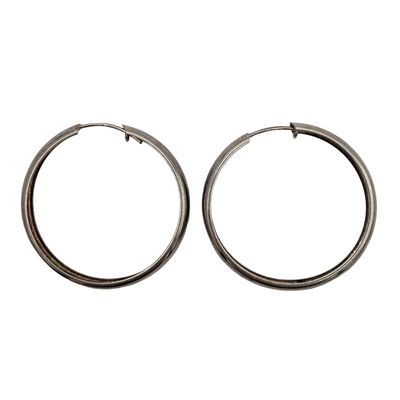 Sale Photo Thumbnail #189: Adam Signed Sterling Silver Hollow Hoop Earrings