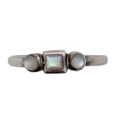 Sale Photo Thumbnail #411: Signed Sterling Silver Mother Of Pearl Ring Sz. 5.75