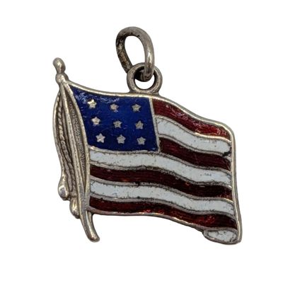 Sale Photo Thumbnail #445: Sterling Silver American Flag Enamel Charm