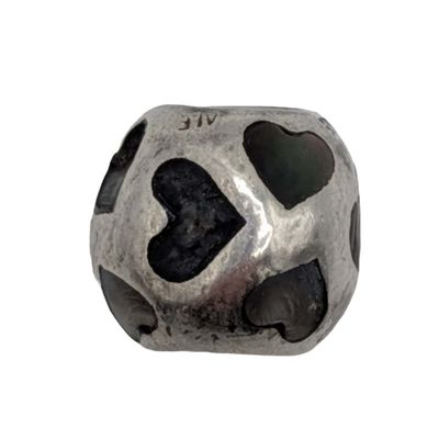Sale Photo Thumbnail #513: Signed Sterling Silver Abalone Hearts Ball Pendant