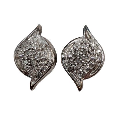 Sale Photo Thumbnail #89: Signed Sterling Silver Rhinestone Stud Earrings