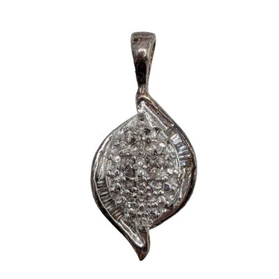 Sale Photo Thumbnail #197: Signed Sterling Silver Rhinestone Encrusted Pendant