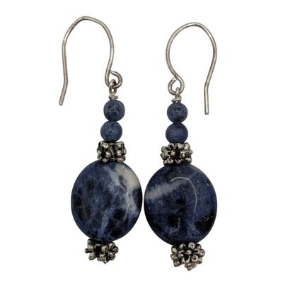 Sale Photo Thumbnail #364: Sterling Silver Blue Kyanite Flowers Drop Earrings
