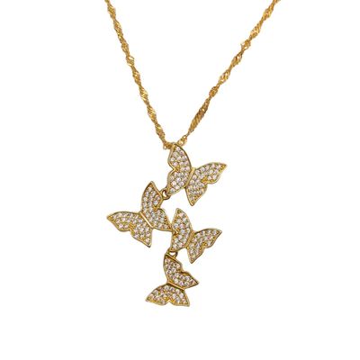 Sale Photo Thumbnail #145: Signed Gold Over Sterling Silver Butterfly Pendant Rope Chain Necklace