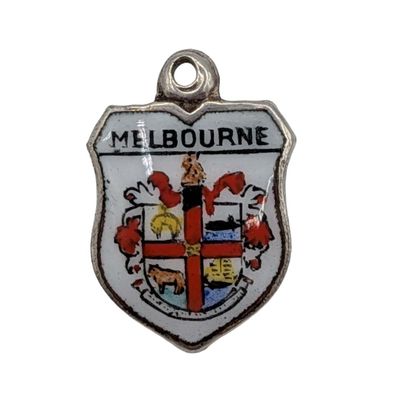 Sale Photo Thumbnail #435: Sterling Silver Melbourne Enamel Shield Charm