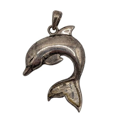 Sale Photo Thumbnail #162: Signed Sterling Silver Dolphin Pendant