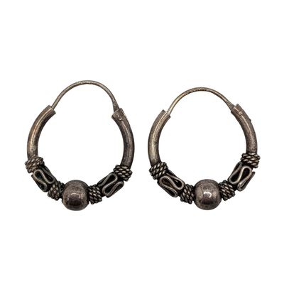 Sale Photo Thumbnail #477: Sterling Silver Bali Style Hoop Earrings