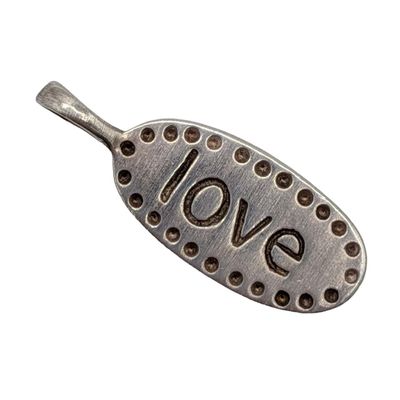 Sale Photo Thumbnail #591: Signed Sterling Silver Love Dotted Oval Pendant