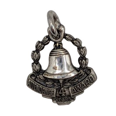 Sale Photo Thumbnail #335: Signed Sterling Silver Attendance Award Bell Charm