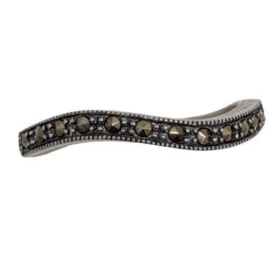 Sale Photo Thumbnail #64: Signed Sterling Silver Marcasite Ring Sz. 7