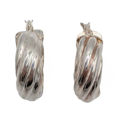 Sale Photo Thumbnail #34: Italian Sterling Silver Twisted Hoop Earrings