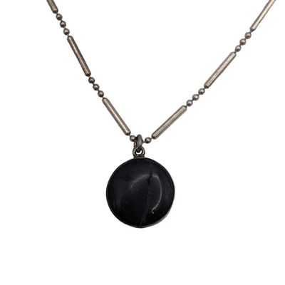 Sale Photo Thumbnail #129: Italian Signed Sterling Silver Black Onyx Bead Necklace