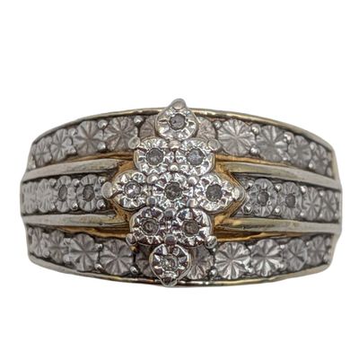 Sale Photo Thumbnail #573: Signed Sterling Silver Raised Three Bands On Top Ring Sz. 6.5