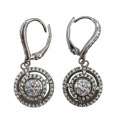 Sale Photo Thumbnail #345: Signed Sterling Silver Rhinestones Double Circle Jacket Earrings