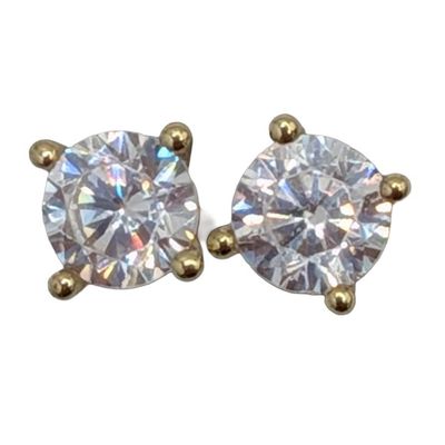 Sale Photo Thumbnail #294: Signed Gold Over Sterling Silver Rhinestone Round Stud Earrings