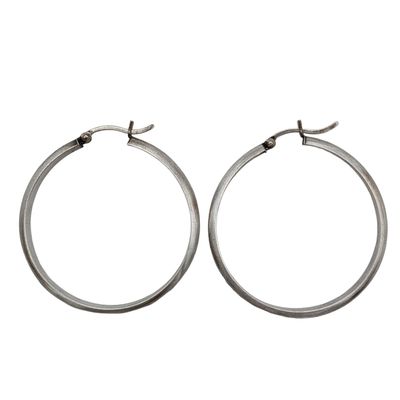 Sale Photo Thumbnail #385: Israeli Signed Sterling Silver Hoop Earrings