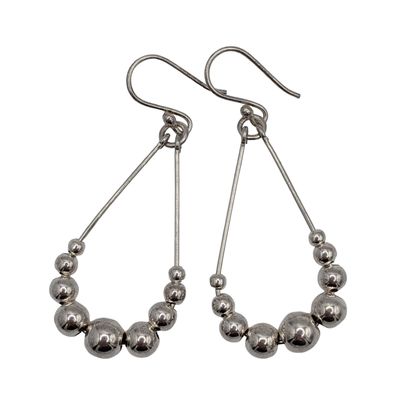 Sale Photo Thumbnail #130: Signed Sterling Silver Ball Beads Teardrop Hook Earrings