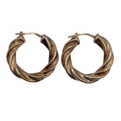 Sale Photo Thumbnail #289: Signed Gold Over Sterling Silver Twisted Hoop Earrings