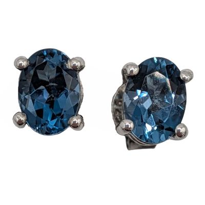 Sale Photo Thumbnail #575: Signed Sterling Silver Blue Spinel Stud Earrings
