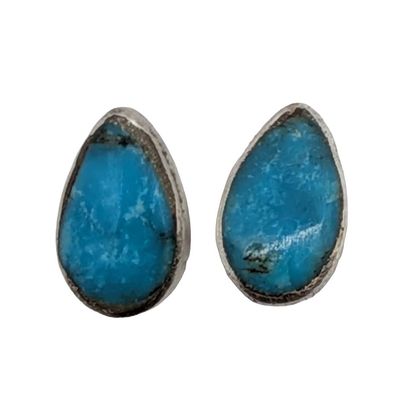 Sale Photo Thumbnail #367: Sterling Silver Turquoise Teardrop Stud Earrings