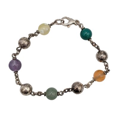 Sale Photo Thumbnail #149: Sterling Silver Multi-Stone Bead Bracelet