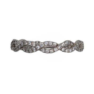 Sale Photo Thumbnail #99: Signed Sterling Silver Rhinestone Weave Ring Sz. 6.5