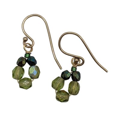 Sale Photo Thumbnail #577: Sterling Silver Green Beaded Cluster Earrings