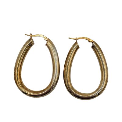 Sale Photo Thumbnail #325: Signed Gold Over Sterling Silver Elongated Hoop Earrings