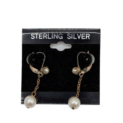 Sale Photo Thumbnail #516: Gold Over Sterling Silver Double Faux Pearl Earrings