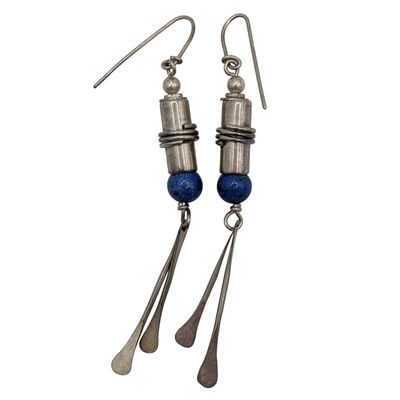 Sale Photo Thumbnail #173: Sterling Silver Lapis Dangle Earrings