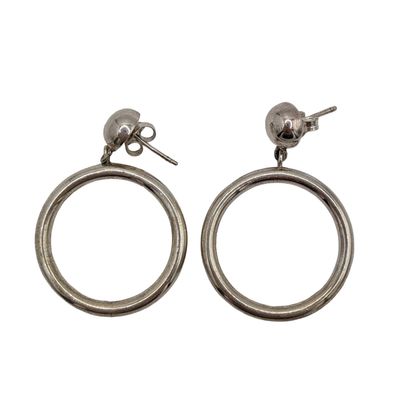 Sale Photo Thumbnail #393: Signed Sterling Silver Ball & Circle Dangle Earrings