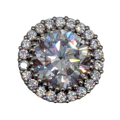 Sterling Silver Rhinestone Encrusted Circle Pendant