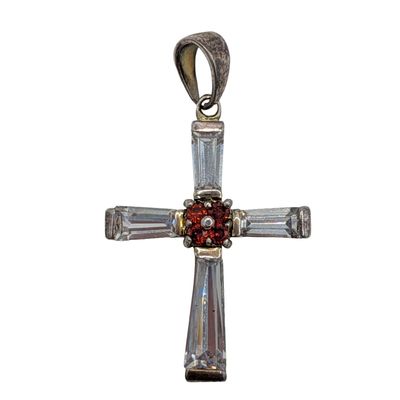 Sale Photo Thumbnail #423: Signed Sterling Silver Cubic Zirconia Cross Pendant