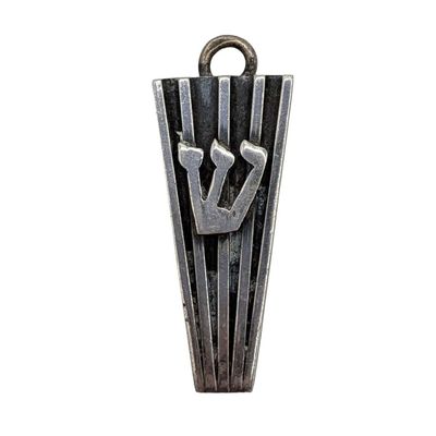 Sale Photo Thumbnail #167: Signed Sterling Silver Mid Century Modernist Mezuzah Pendant