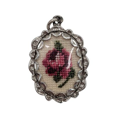 Sale Photo Thumbnail #459: Sterling Silver Cross Stitch Rose Charm