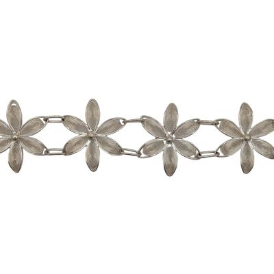 Sale Photo Thumbnail #524: Sterling Silver Filigree Flower Link Bracelet