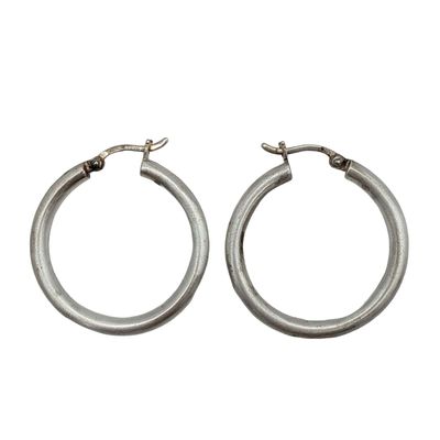 Sale Photo Thumbnail #579: Signed Sterling Silver Hoop Earrings