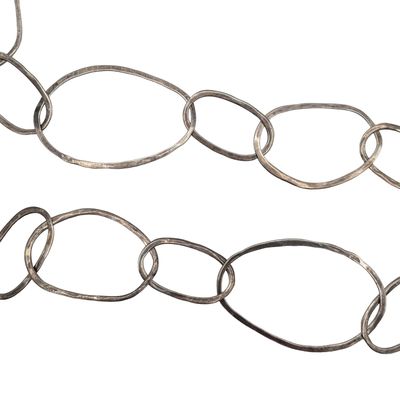 Sale Photo Thumbnail #241: Signed Sterling Silver Large Textured Circle Chain Necklace