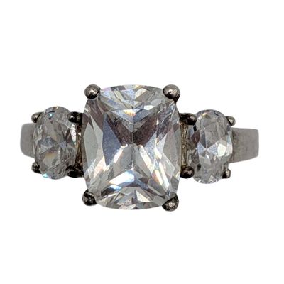 Sale Photo Thumbnail #142: Avon Signed Sterling Silver Multi Rhinestone Ring Sz. 8