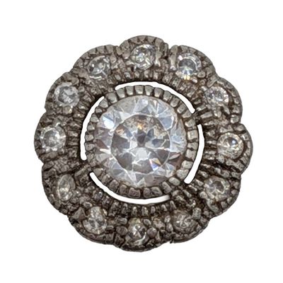 Sale Photo Thumbnail #31: Signed Sterling Silver Rhinestone Encrusted Circle Pendant