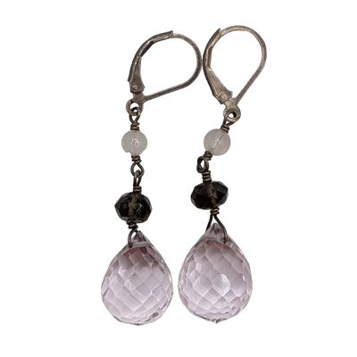 Sale Photo Thumbnail #240: Signed Silver Sterling Multi Color Beads Dangle Earrings