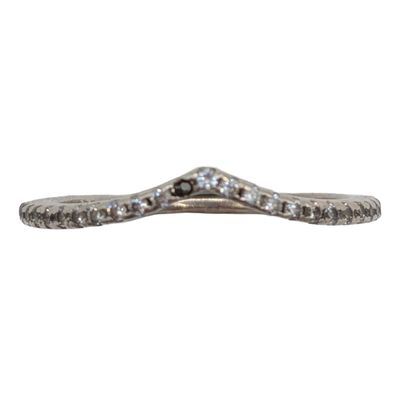 Sale Photo Thumbnail #273: Signed Sterling Silver Rhinestones Pointed Band Ring Sz. 6.75