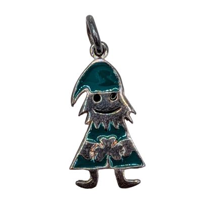 Sale Photo Thumbnail #206: Sterling Silver Green Enamel Gnome Charm